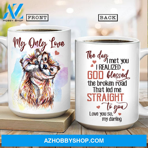 Colorful otter drawing, Sweet heart, Gift for lover, My only love, The day I met you - Couple White Mug