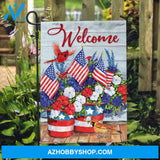 Colorful poppy flower, Red cardinal, US flag, Welcome - Heaven Flag