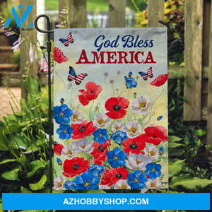 Colorful poppy painting, Pretty butterfly, US flag, God bless America - Jesus Flag