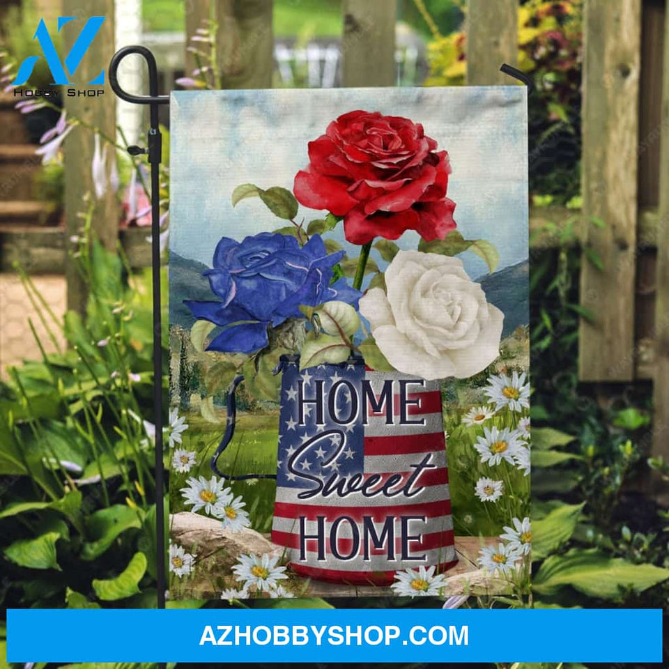 Colorful rose, USA flag, Home sweet home - Jesus Flag