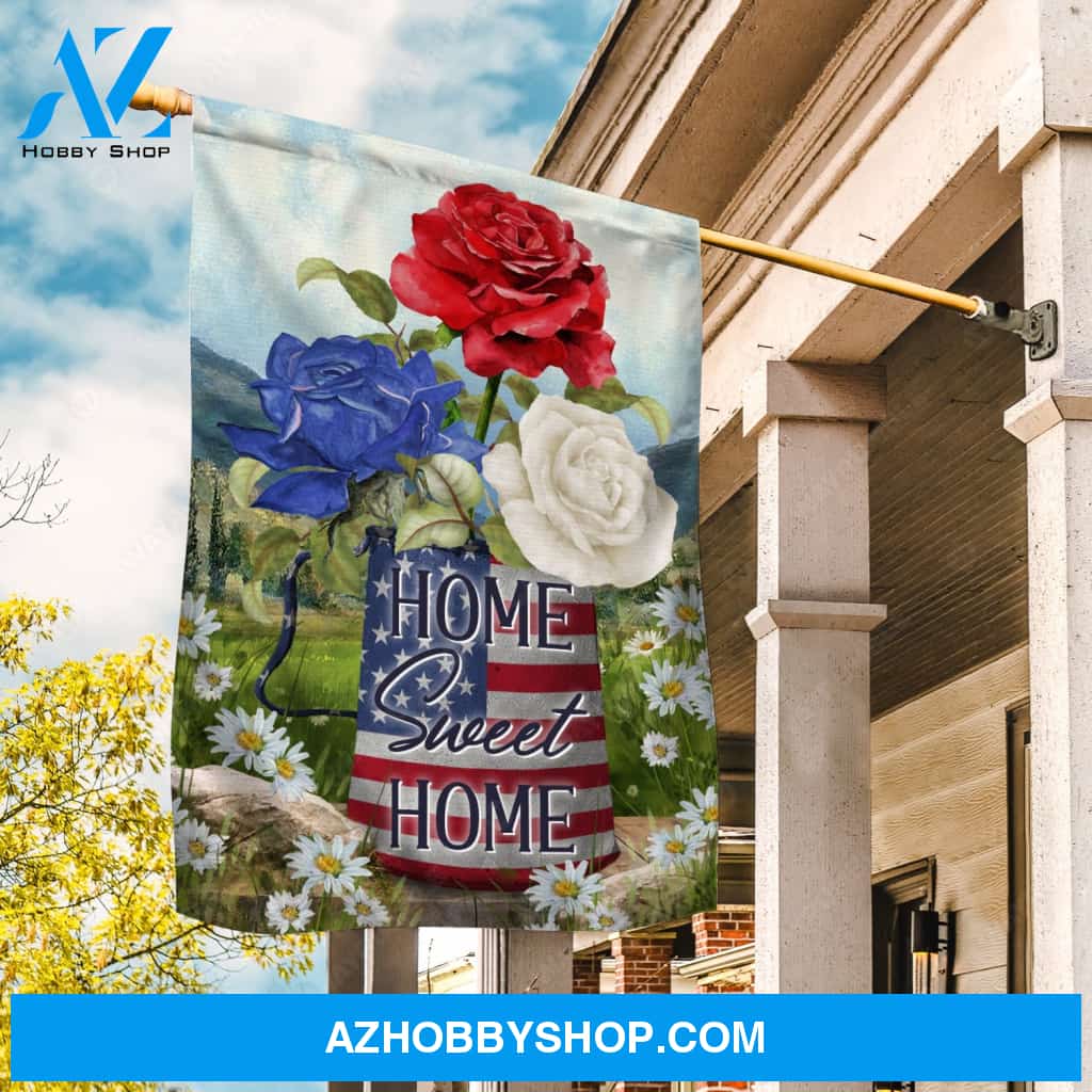 Colorful rose, USA flag, Home sweet home - Jesus Flag