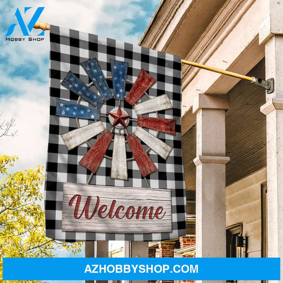 Colorful windmill, Red star, Unique flag, Welcome - Jesus Flag