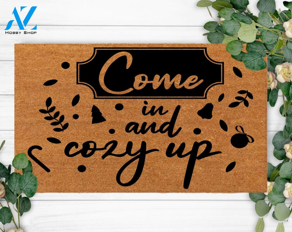 Come in Cozy up Cute Front Doormat New Home Owner Last Name Rug Present For Her & Him Porch Decor