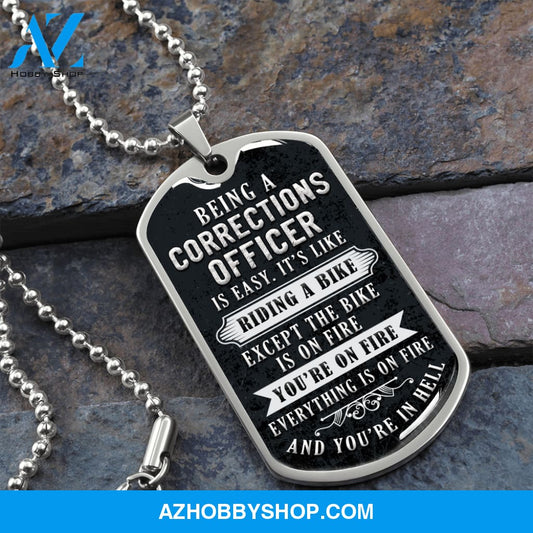 Corrections Officer - Graphical Dog Tag & Ball chain (steel) Man