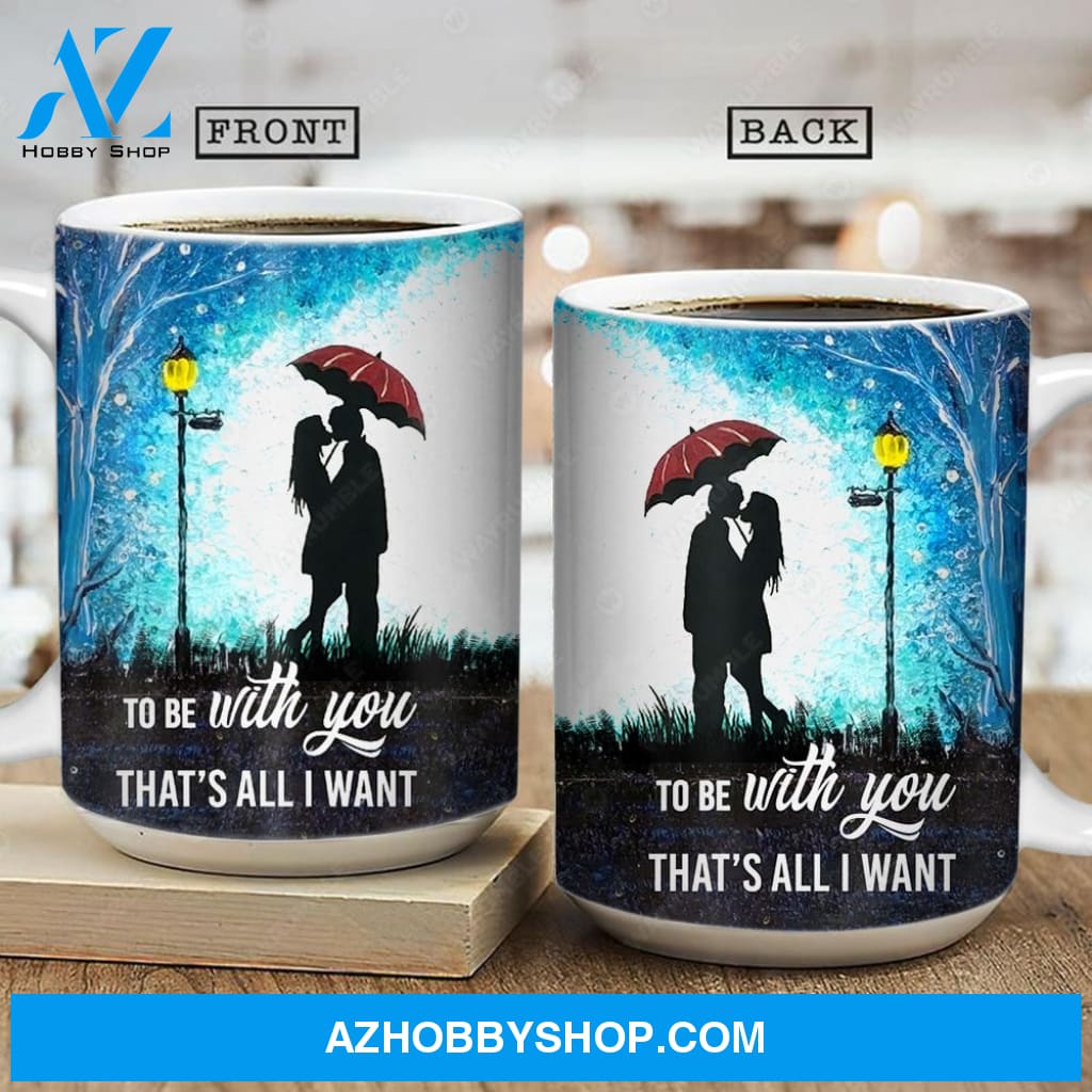 Couple silhouette, Under the night sky, To be with you, That's all I want - Couple AOP Mug