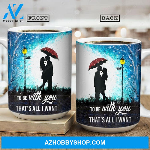 Couple silhouette, Under the night sky, To be with you, That's all I want - Couple AOP Mug