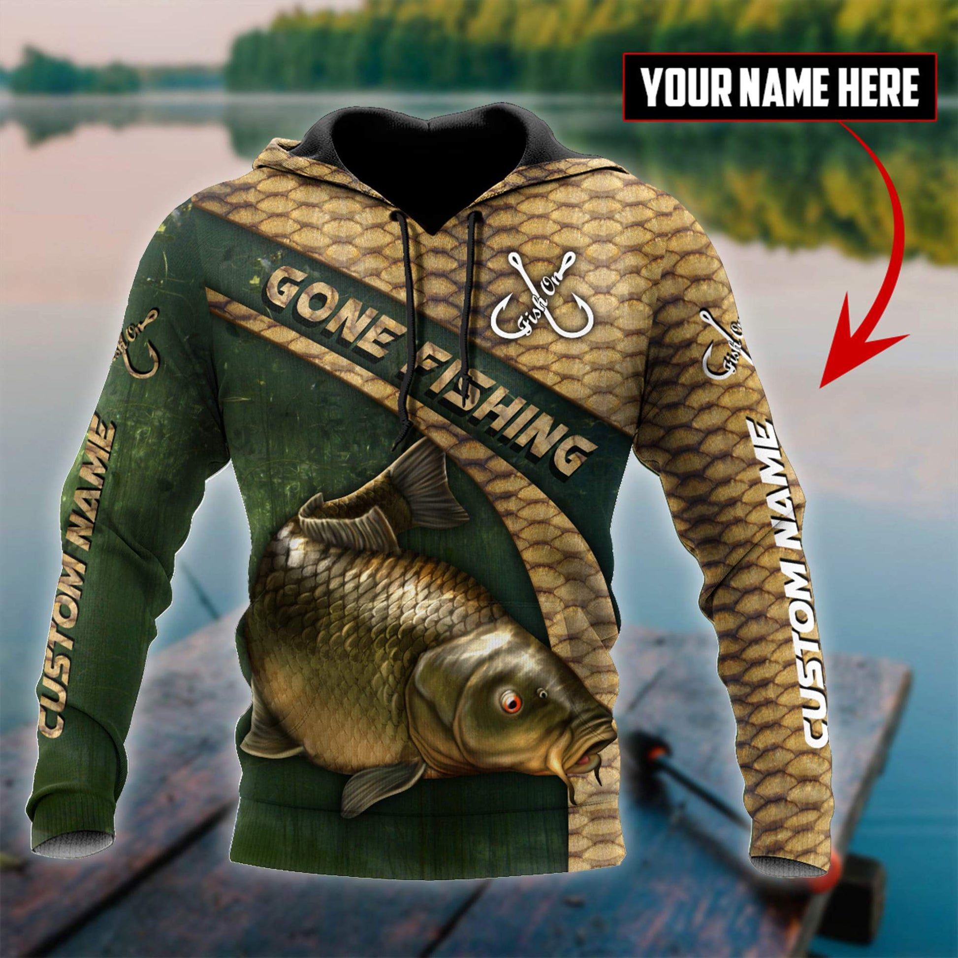 Unisex Hoodie All Over Print Fishing Gifts Carp Fishing Skin Camo Tshirt Personalized Unisex Hoodie