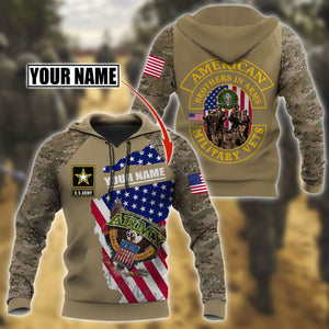 Personalized Name Army Veteran Brothers In Arms All Over Printed Unisex Hoodie
