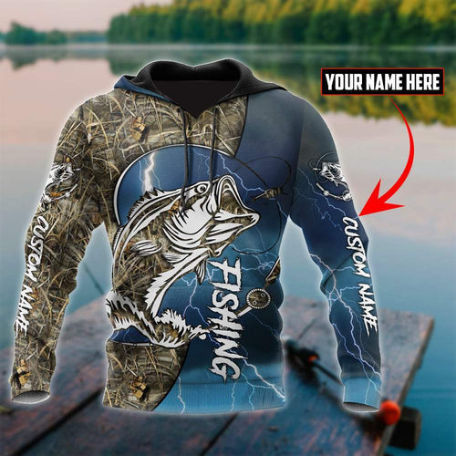 Fishing Gifts Bass Fishing Sport Blue Personalized Unisex Hoodie