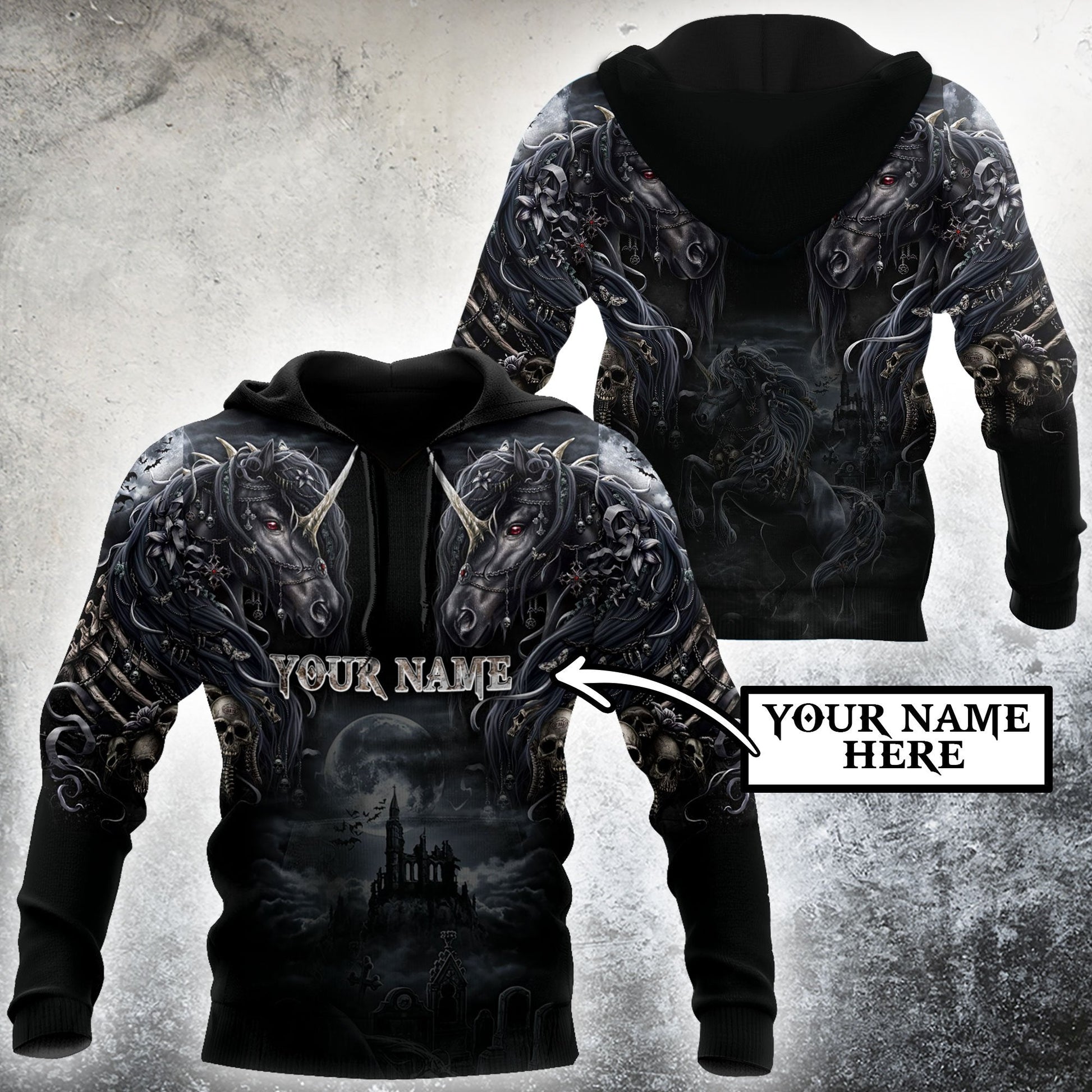 Horse Gifts Tattoo Skull Horse Personalized Unisex Hoodie