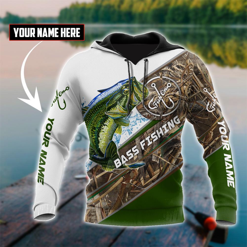 Fishing Gifts Bass Fishing Camo Personalized Unisex Hoodie
