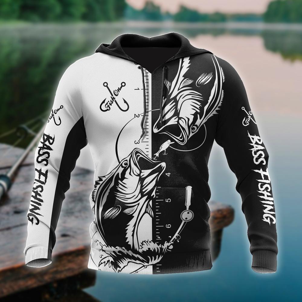 Fishing Gifts Bass Fishing Tattoo The Rule Black White Unisex Hoodie