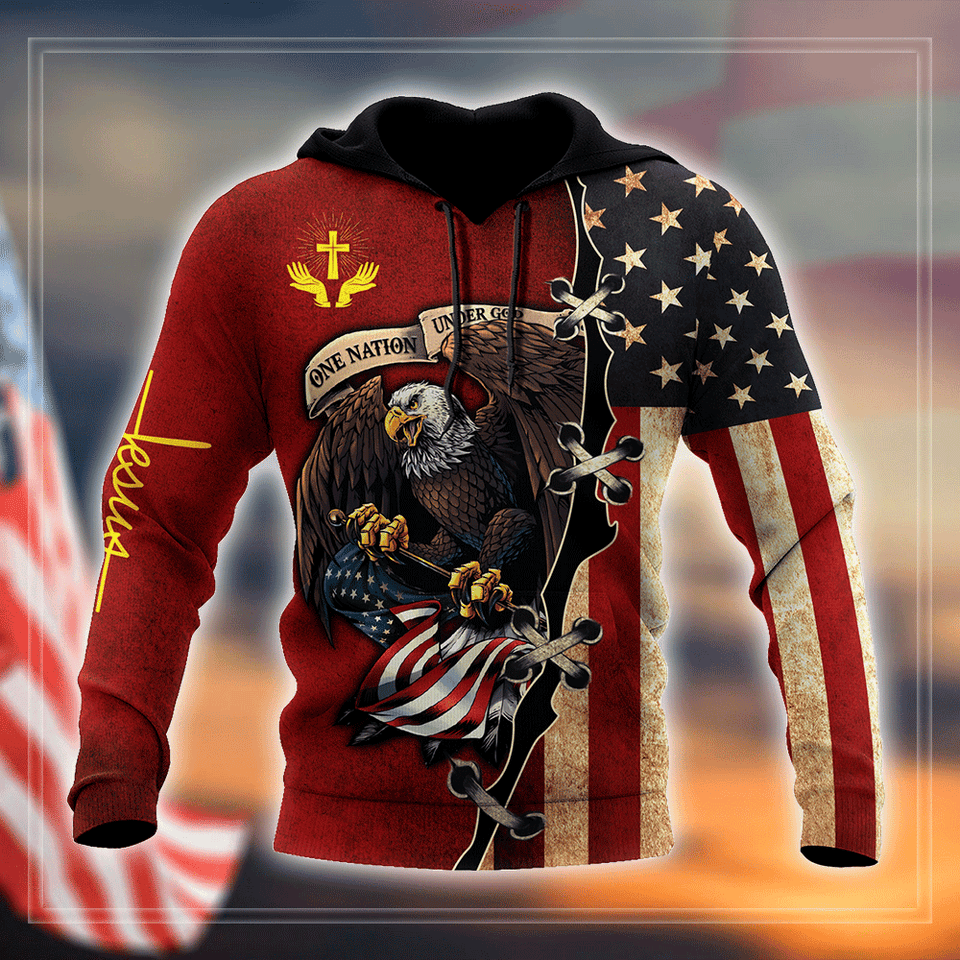 US Veteran Jesus All Over Print Unisex Hoodie