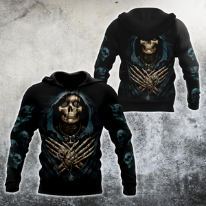 Unisex Hoodie All Over Print Skull Gifts Skull And Coin In Eyes Unisex Hoodie