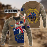 Personalized Name Australia Army Brothers In Arms AU Veteran All Over Printed Unisex Hoodie
