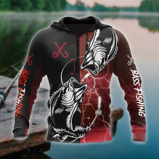 Fishing Gifts Bass Fishing Tattoo The Rule Red Personalized Unisex Hoodie