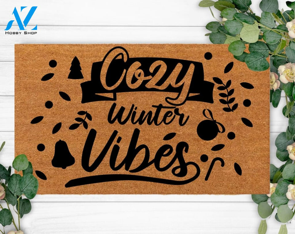 Cozy Winter Vibes Custom Design Pet Rug Cute Front Doormat Family Name Present For Her & Him Porch Decor