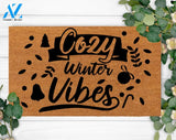 Cozy Winter Vibes Custom Design Pet Rug Cute Front Doormat Family Name Present For Her & Him Porch Decor