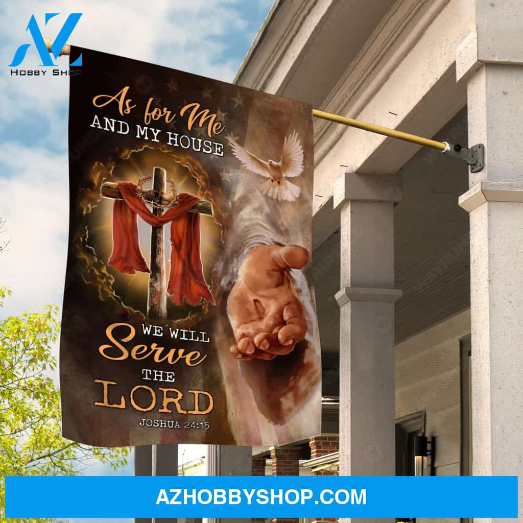 Cross drawing, Dove painting, Jesus's hand, We will serve the Lord - Jesus Flag