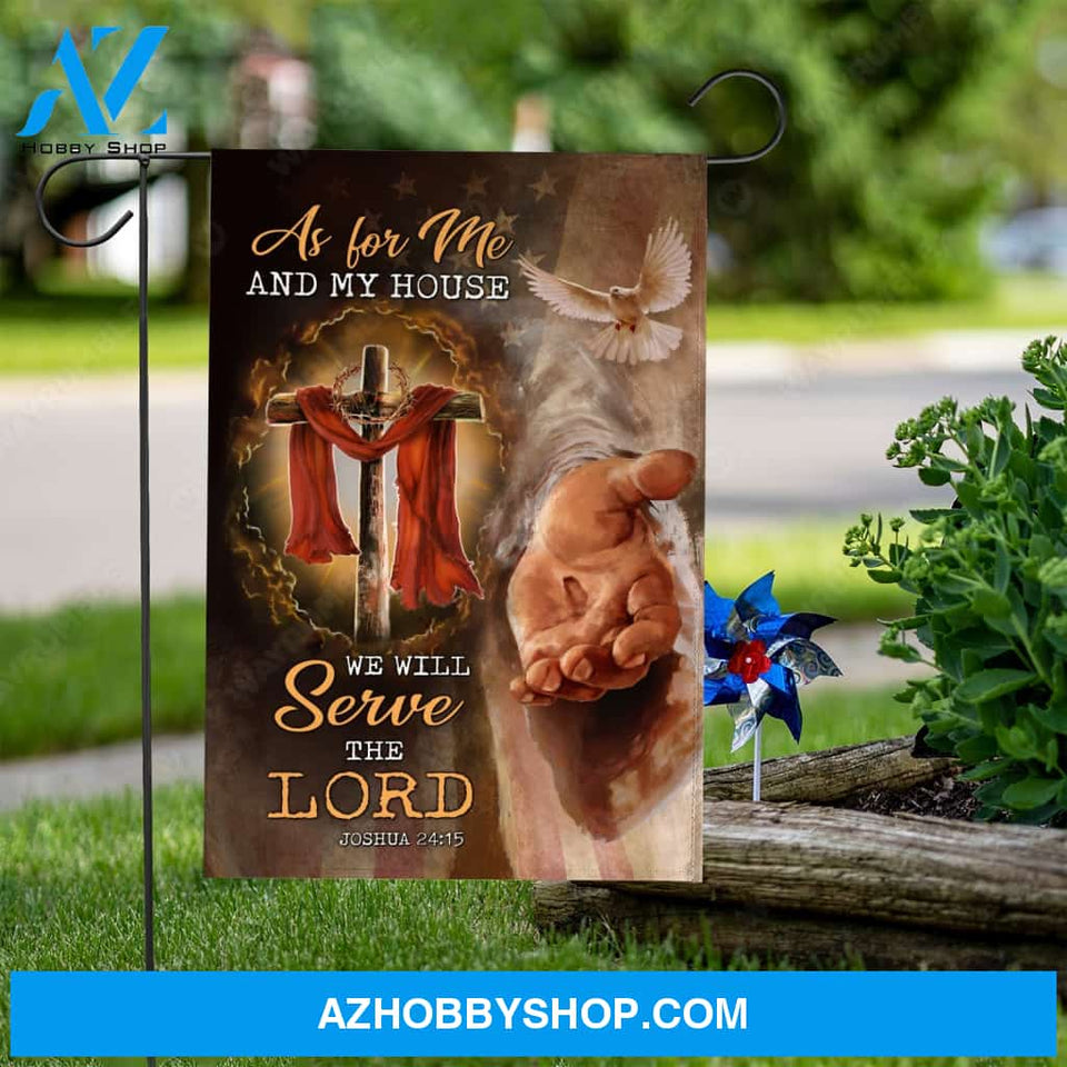 Cross drawing, Dove painting, Jesus's hand, We will serve the Lord - Jesus Flag