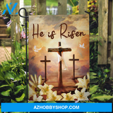 Cross drawing, Lily flower garden, White dove, He is risen - Jesus Flag