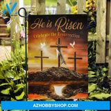 Cross symbol, Crown of thorns, White dove, He is risen - Jesus Flag