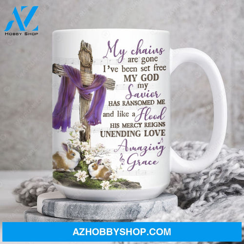 Cross symbol, Lily Flower, Unending love, Amazing Grace - Jesus White Mug