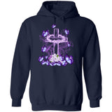 Jesus - Beautiful cross and purple butterflies Jesus Apparel