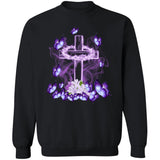 Jesus - Beautiful cross and purple butterflies Jesus Apparel
