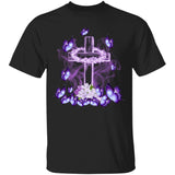 Jesus - Beautiful cross and purple butterflies Jesus Apparel