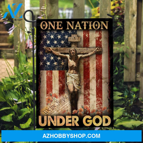 Crucifixion of Jesus, Jesus painting, American flag, One nation under God - Jesus Flag