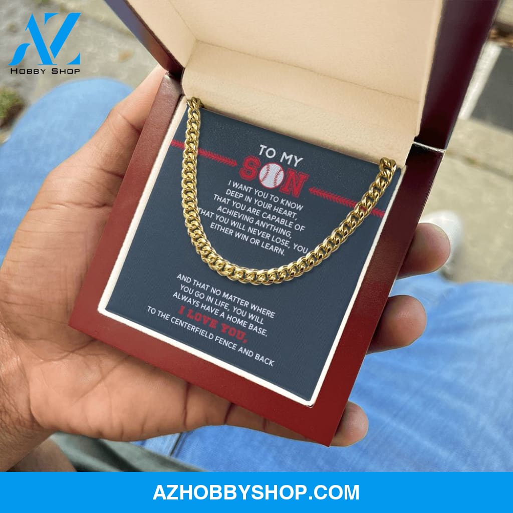 Cuban Link Necklace - To My Son, Achieve Anything, Home Base