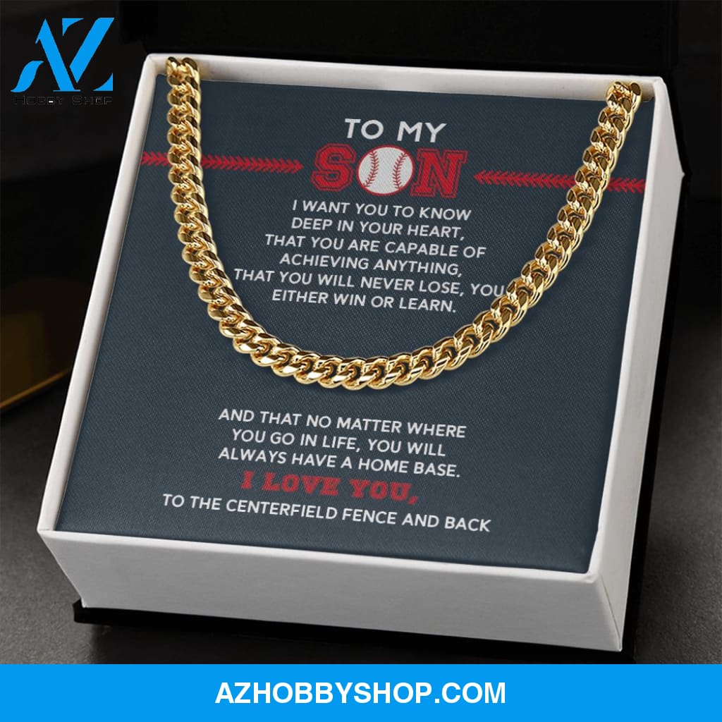 Cuban Link Necklace - To My Son, Achieve Anything, Home Base