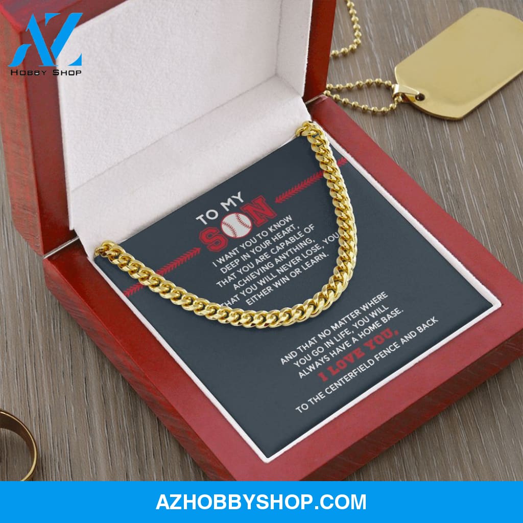 Cuban Link Necklace - To My Son, Achieve Anything, Home Base