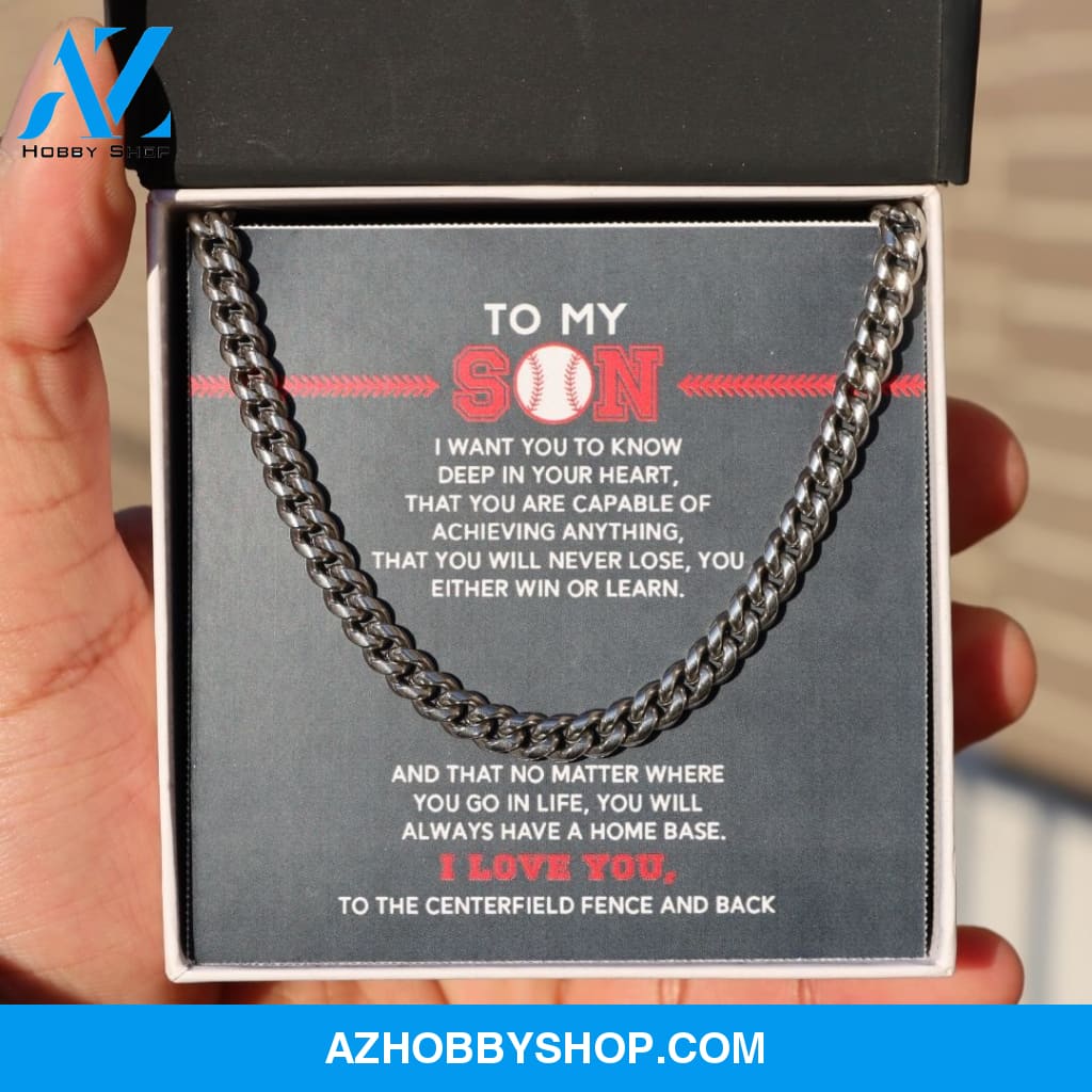 Cuban Link Necklace - To My Son, Achieve Anything, Home Base