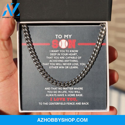 Cuban Link Necklace - To My Son, Achieve Anything, Home Base