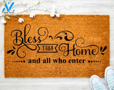 Custom Bless This Home And All Who Enter Doormat Custom Doormat Jesus Doormat Porch Decor Housewarming Gift