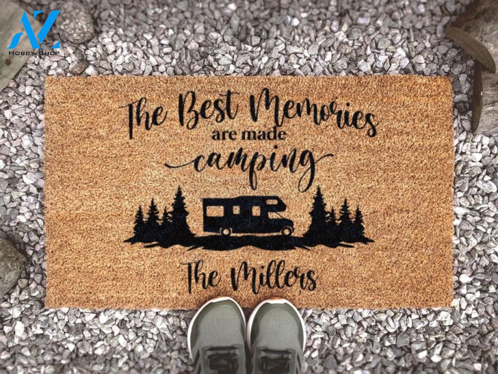Custom Camping Doormat - Pesonalized Campsite Door Mat - Custom Coir Welcome Mat - Camping Decor