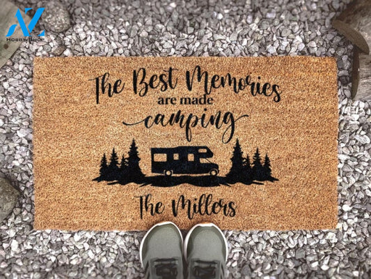Custom Camping Doormat - Pesonalized Campsite Door Mat - Custom Coir Welcome Mat - Camping Decor