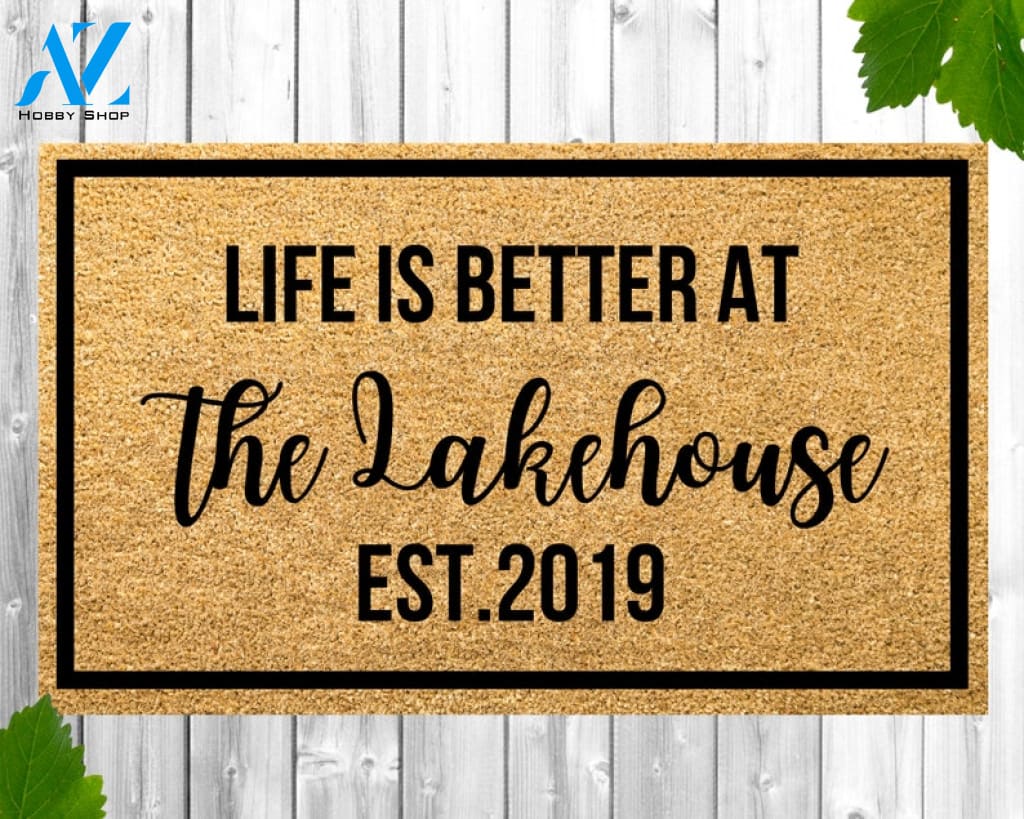 Custom Doormat Lakehouse Doormat Personalized Doormat Housewarming Gift Closing Gift Welcome Doormat