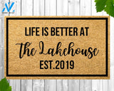 Custom Doormat Lakehouse Doormat Personalized Doormat Housewarming Gift Closing Gift Welcome Doormat