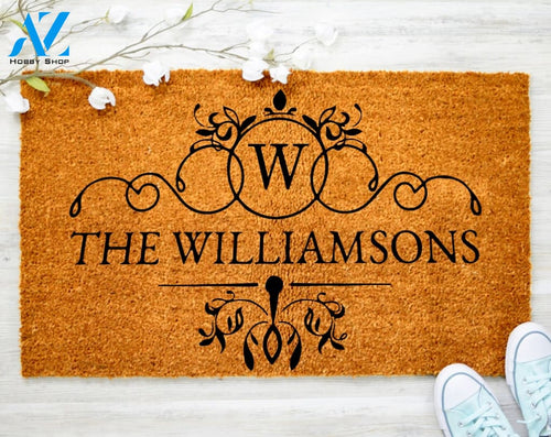 Custom Name Initial Family Name Doormat Front Door Doormat Porch Decor Housewarming Gift Doormat Coir doormat