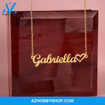 Custom Name Necklace With a Heart Silver and Gold