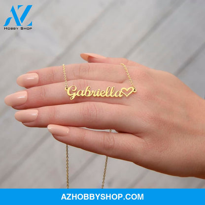 Custom Name Necklace With a Heart Silver and Gold