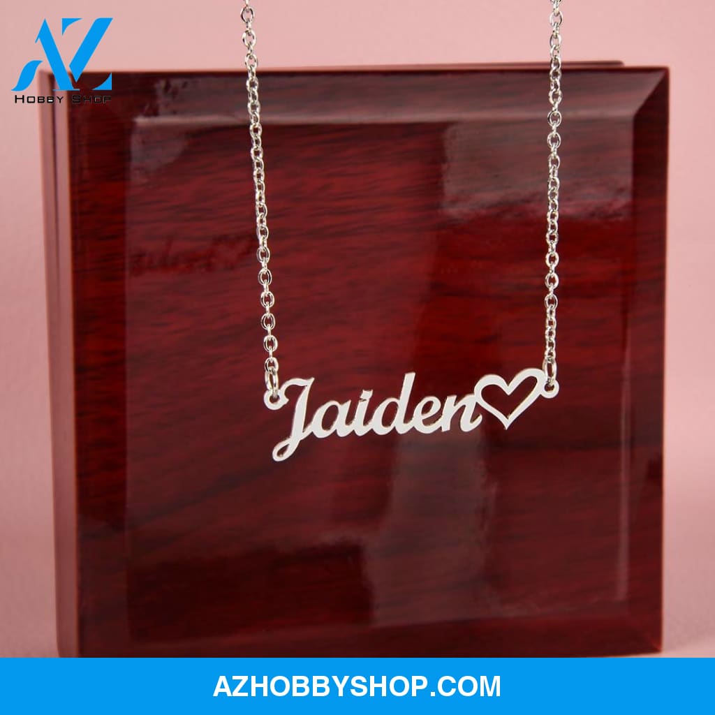 Custom Name Necklace With a Heart Silver and Gold