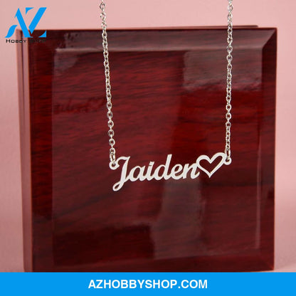 Custom Name Necklace With a Heart Silver and Gold