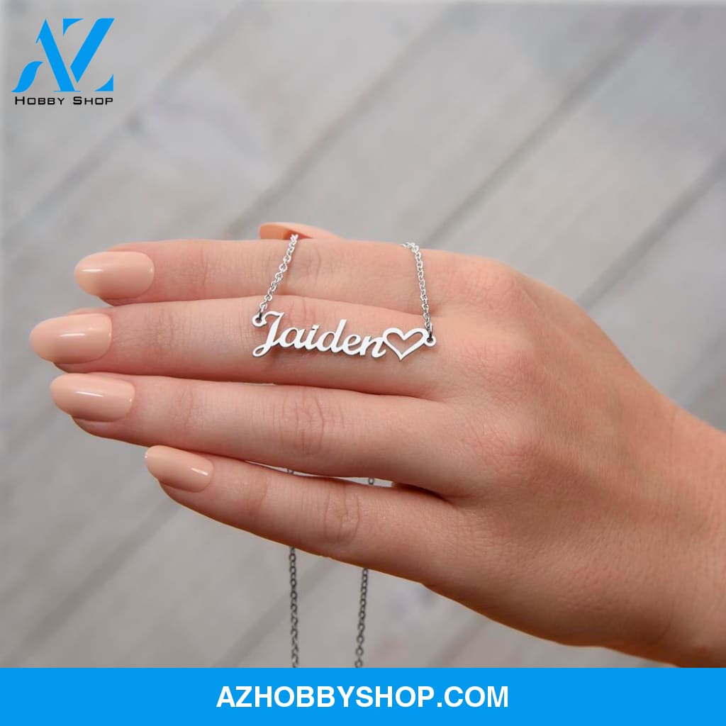 Custom Name Necklace With a Heart Silver and Gold
