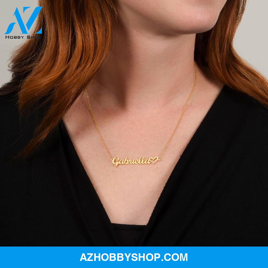 Custom Name Necklace With a Heart Silver and Gold