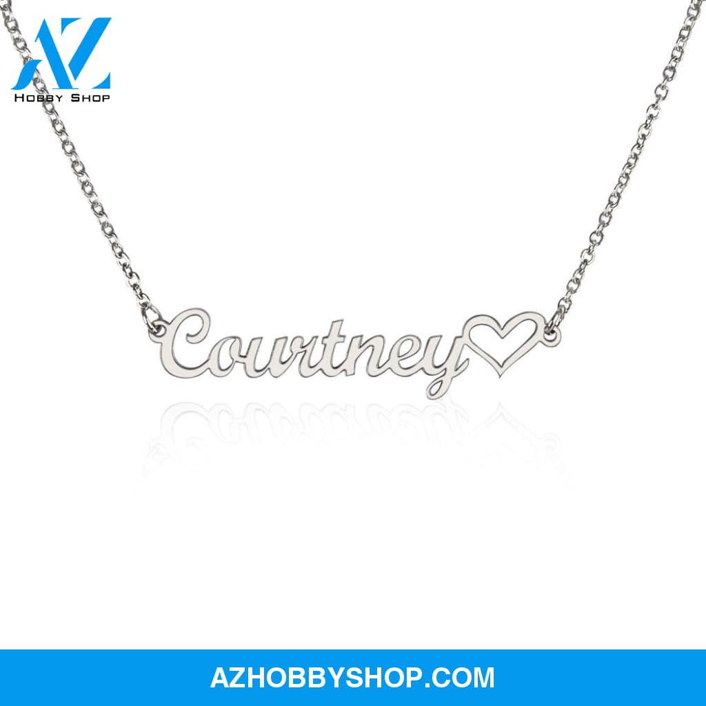 Custom Name Necklace With a Heart Silver and Gold