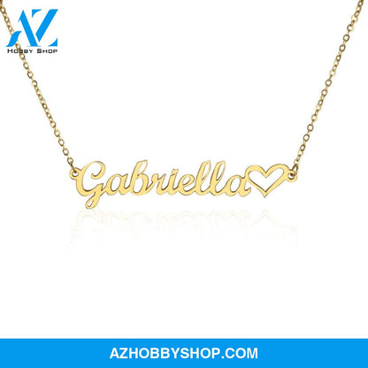 Custom Name Necklace With a Heart Silver and Gold